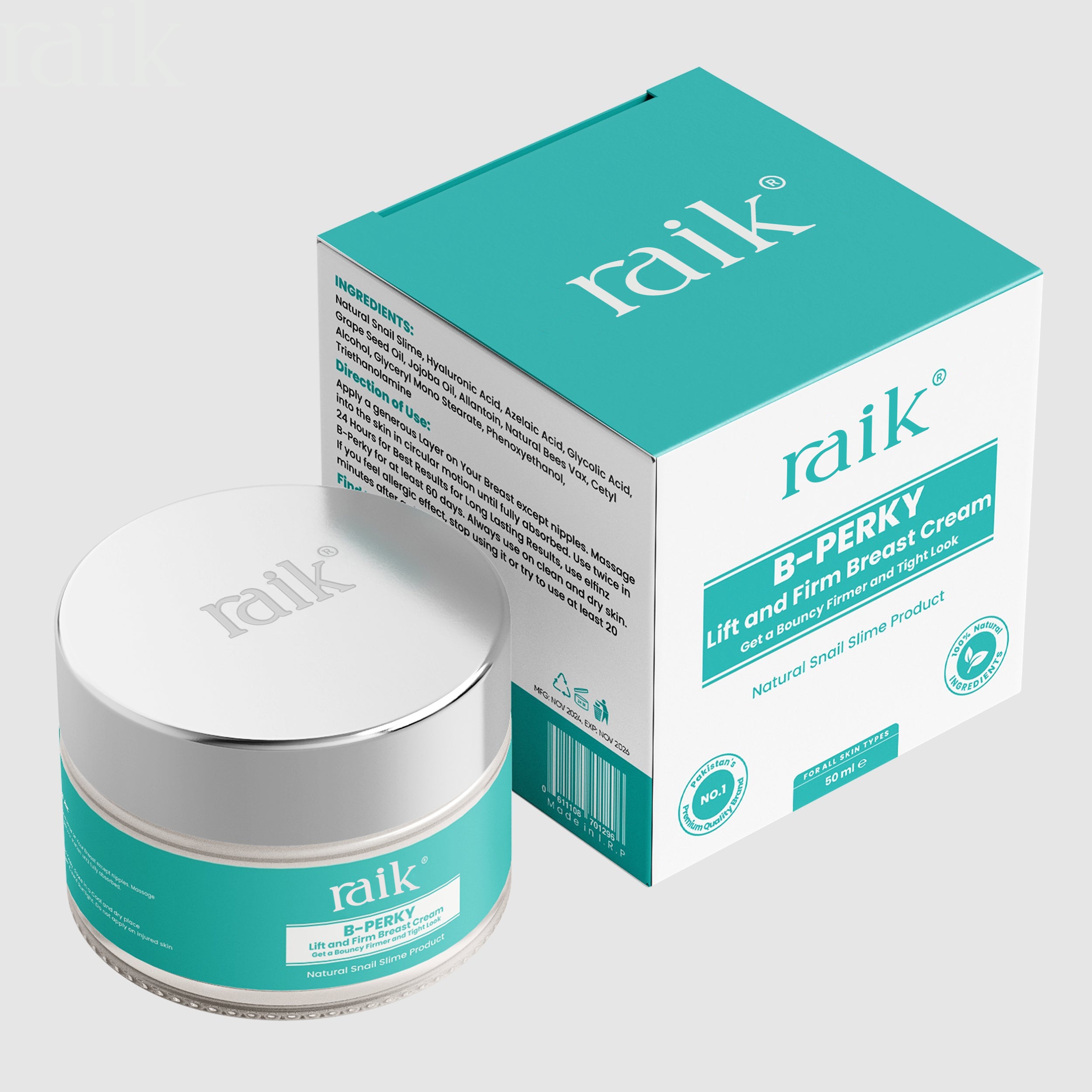 Raik B-Perky jar and packaging